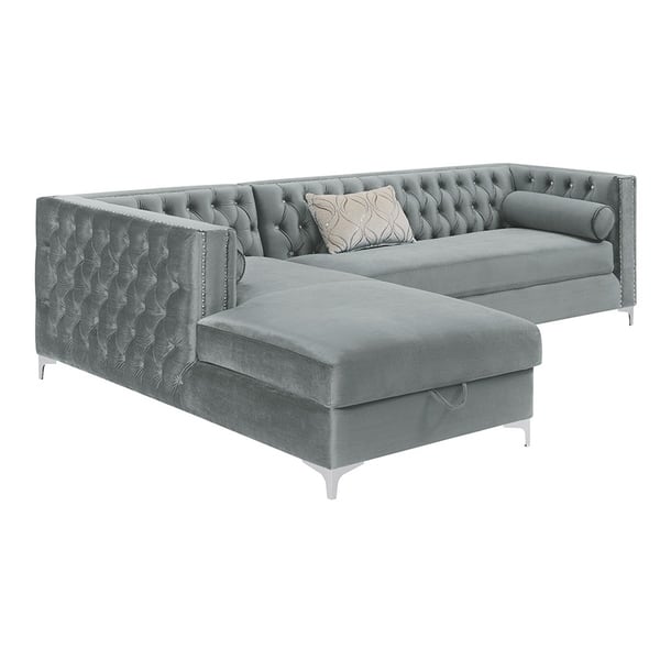 Shop Silver Orchid Buelow Upholstered Tufted Sectional 107 X 72