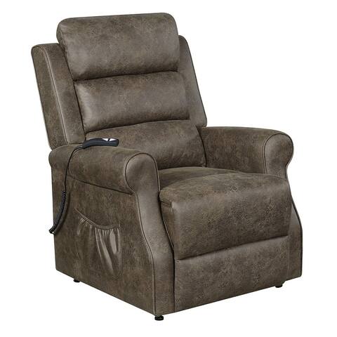 Coaster Furniture Brown Power Lift Recliner with Wired Remote