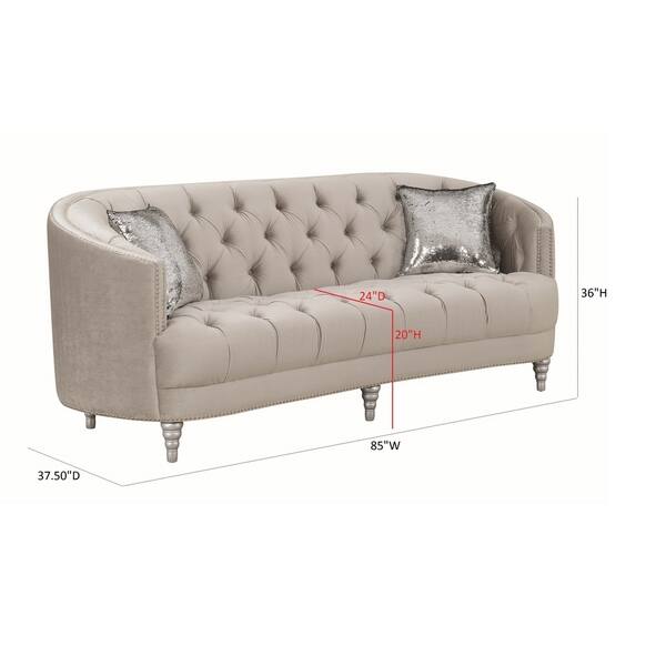dimension image slide 1 of 3, Coaster Furniture Avonlea Grey 3-piece Tufted Living Room Set
