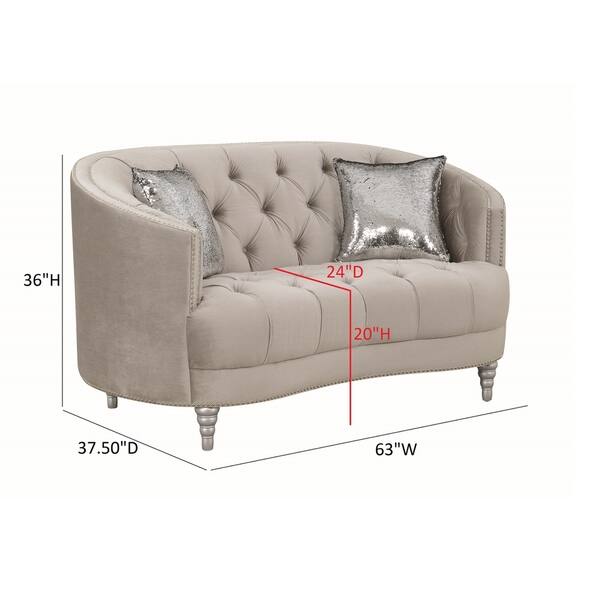dimension image slide 2 of 3, Coaster Furniture Avonlea Grey 3-piece Tufted Living Room Set