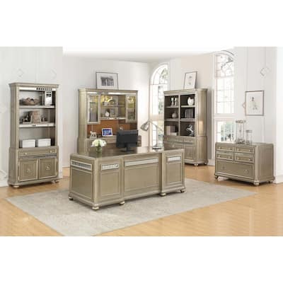 Ritzville Metallic Champagne 5-drawer Executive Desk