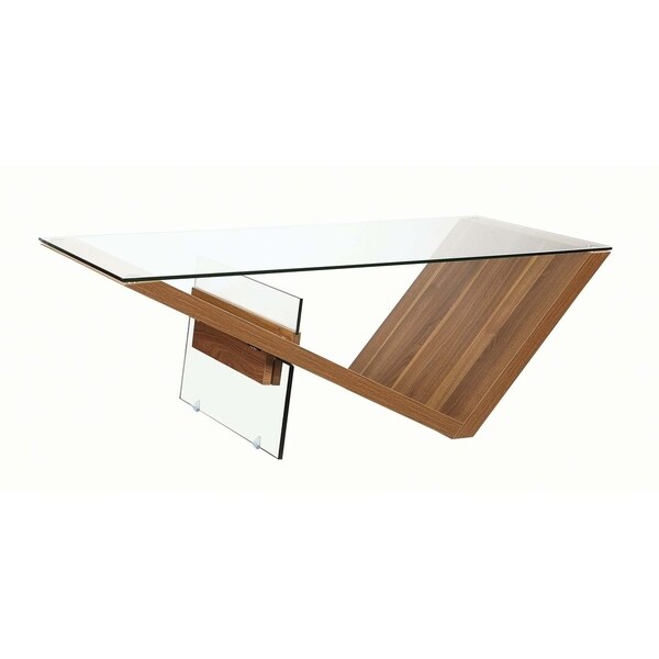 Carbon Loft Baer Clear and Light Walnut Rectangular Coffee Table - 47.25" x 23.25" x 16.50"