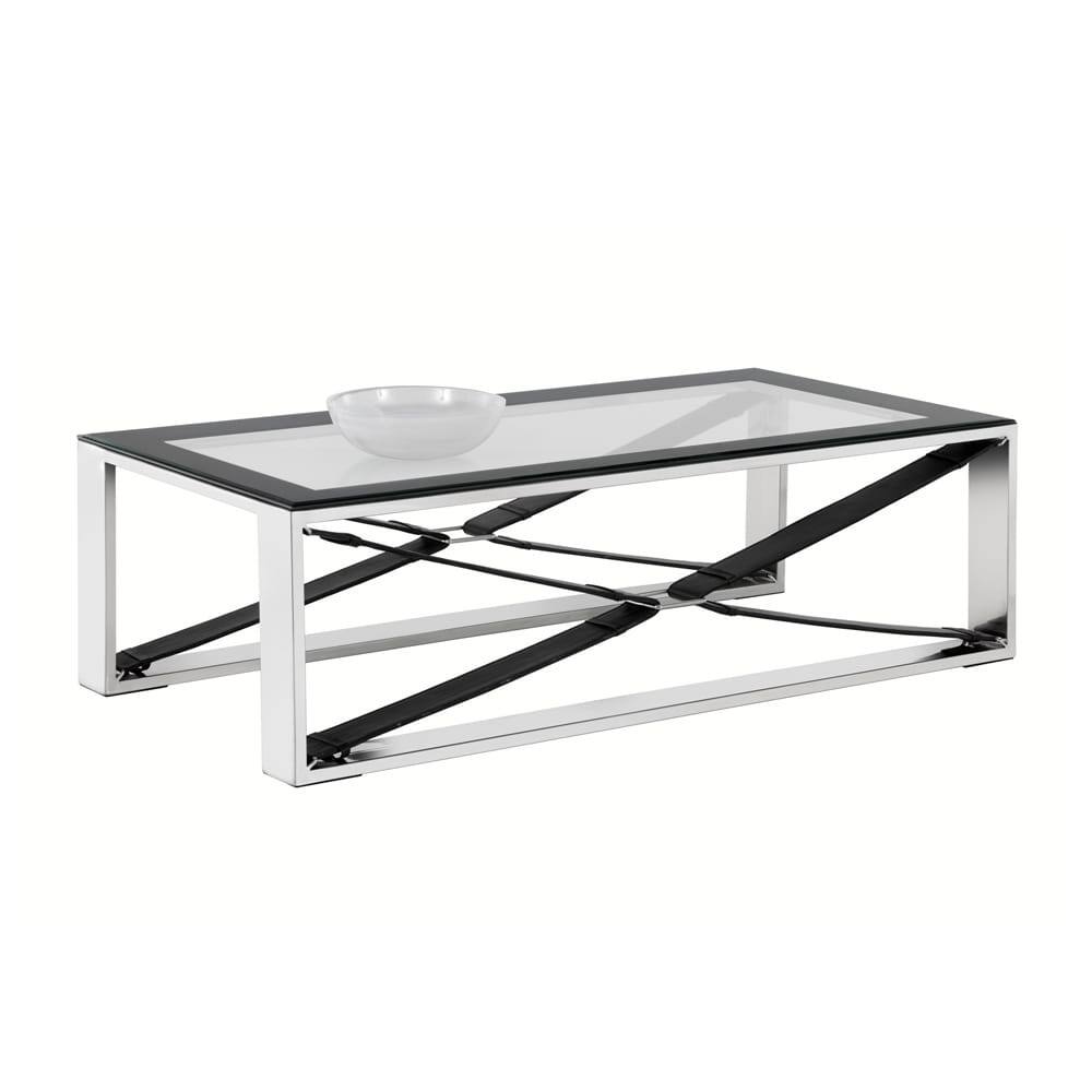 Mavis Contemporary Black Leather Coffee Table