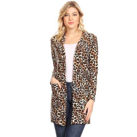 Women's Casual Pattern Long Body Duster Cardigan with Open Front and Pockets