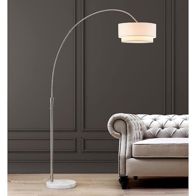 Carson Carrington Flam 81-inch Arch Floor Lamp - Brushed Nickel -WhiteShade
