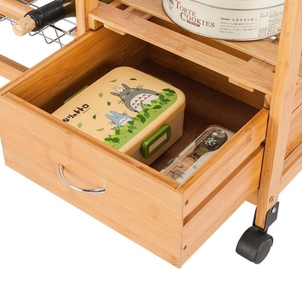 Carson Carrington Dalur Island Wood Storage Rolling Kitchen Cart