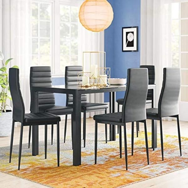 Shop 7 Piece Kitchen Room Furni Glass Top Dining Table Set W