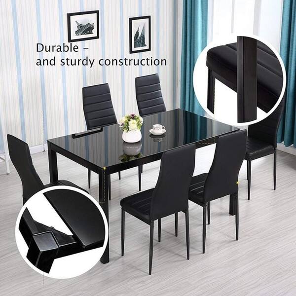 Shop 7 Piece Kitchen Room Furni Glass Top Dining Table Set W Shop 7 Piece Kitchen Room Furni Glass Top Dining Table Set W