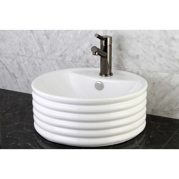 Vitreous China White Single-Hole Vessel Lavatory