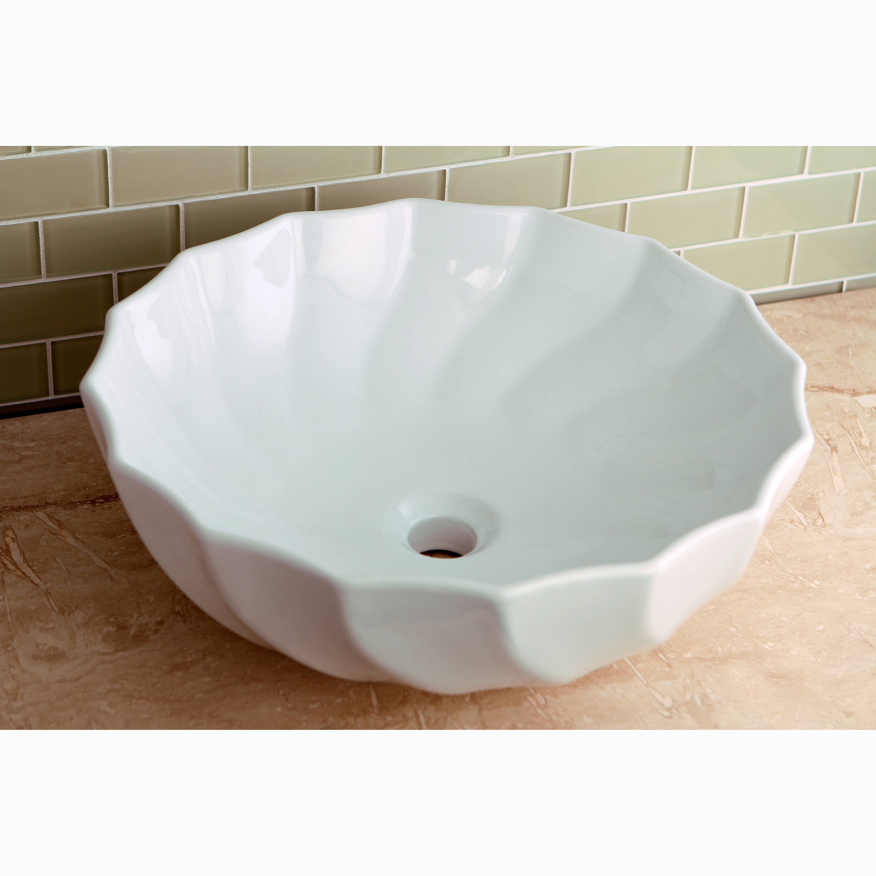 Vitreous White China Single Basin Vessel Sink