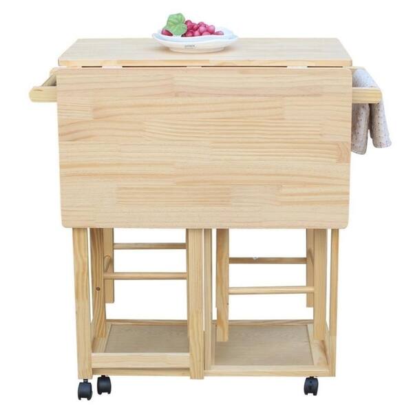 Carson Carrington Dalur 3-piece Foldable Rolling Wooden Kitchen Cart