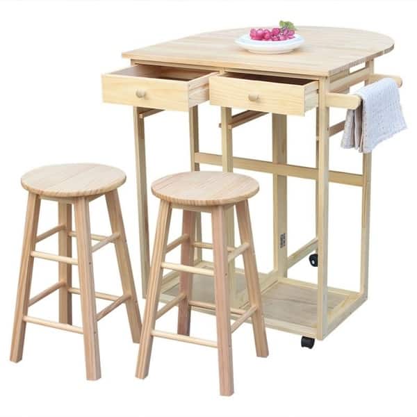 Shop Carson Carrington Dalur Folding Rolling Drop Leaf Island