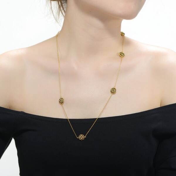 Sterling Silver CZ Black Rhodium & Gold Platedd Clear Mini Clover Stud Earring & Necklace Set Sterling Silver CZ Black Rhodium & Gold Platedd Clear Mini Clover Stud Earring & Necklace Set