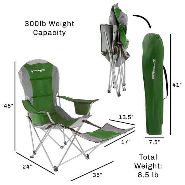 Shop Camp Chair With Footrest 300lbs Capacity Recliner By Wakeman Outdoors Overstock 25895436
