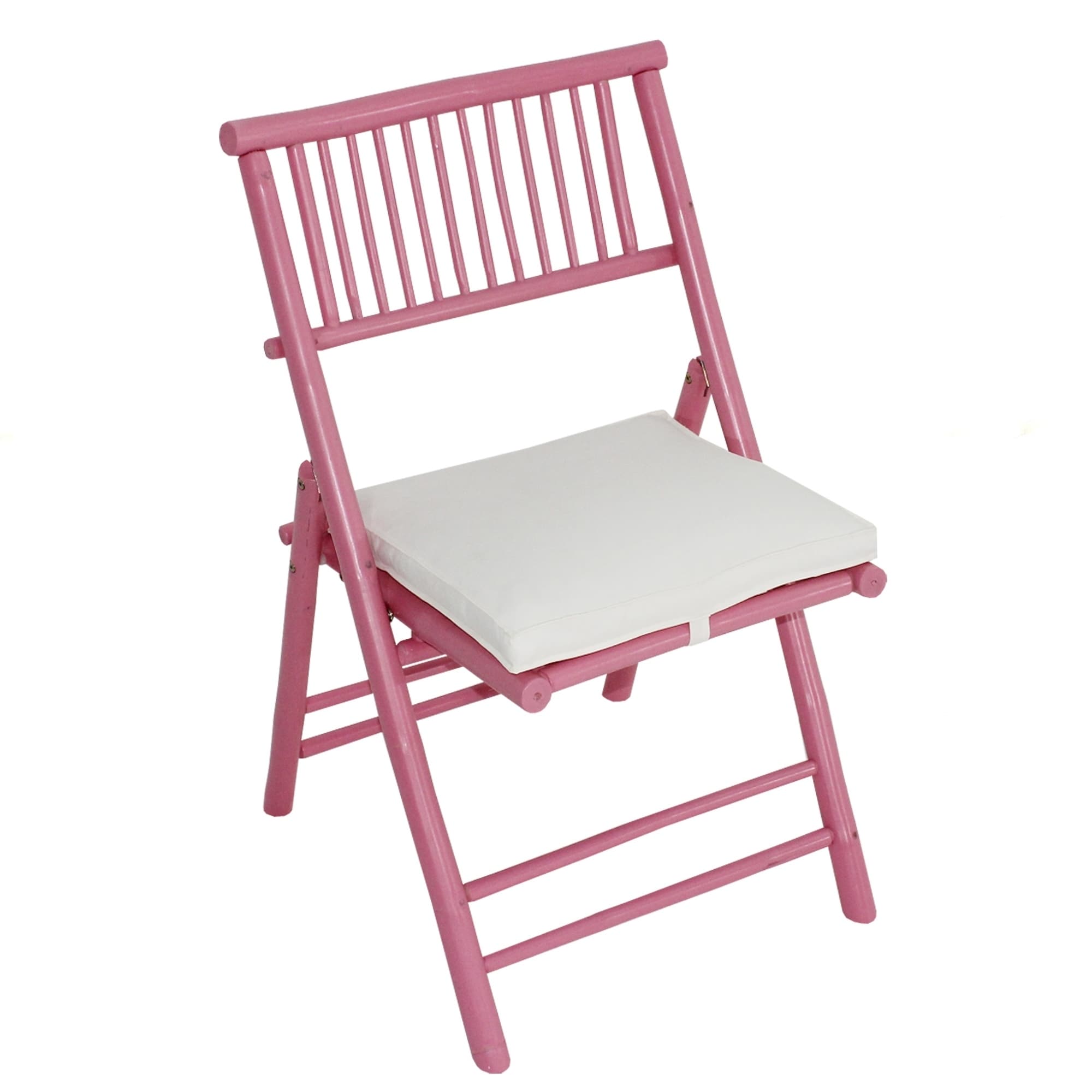 pink folding chair with cushion