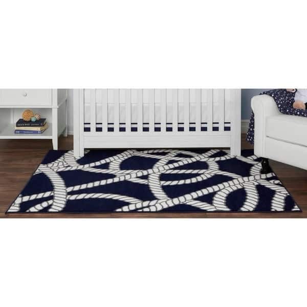 Evolur Home Belmar Nautical Nursery Rug 70 X52 In Navy With Belmar Nautical Nursery Rug 70 X52
