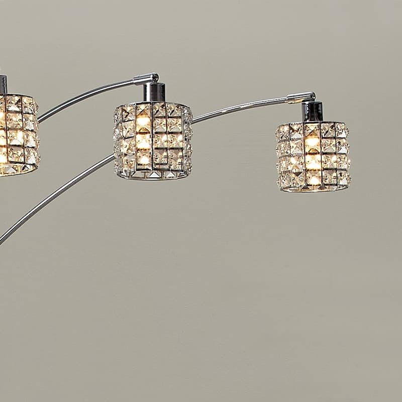 Flair 83"H LED Dimmable 5-light Crystal Shade Arch Floor Lamp