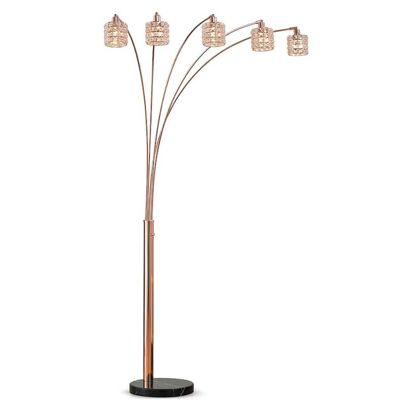 Flair 83"H LED Dimmable 5-light Crystal Shade Arch Floor Lamp