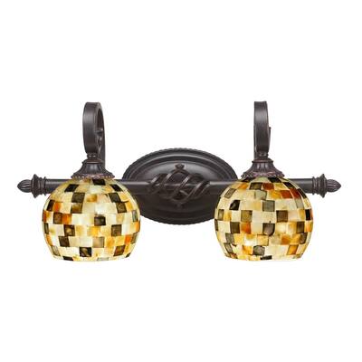 Eleganté 2 Light Bath Bar Shown In Dark Granite Finish Glass Shade