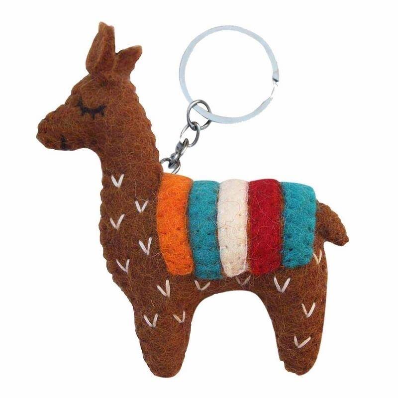 Handmade Brown Llama Keychain (Nepal)