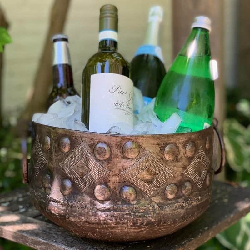 The Curated Nomad Haitia Handmade Hammered Metal Bowl with Handles