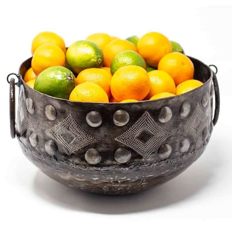 The Curated Nomad Haitia Handmade Hammered Metal Bowl with Handles