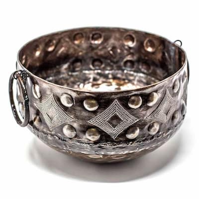 The Curated Nomad Haitia Handmade Hammered Metal Bowl with Handles