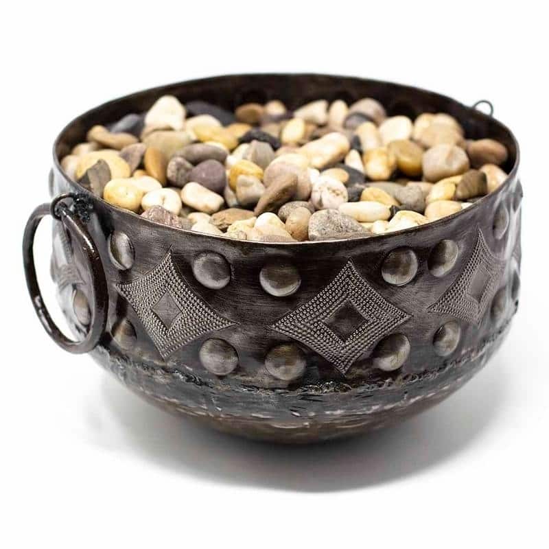 The Curated Nomad Haitia Handmade Hammered Metal Bowl with Handles