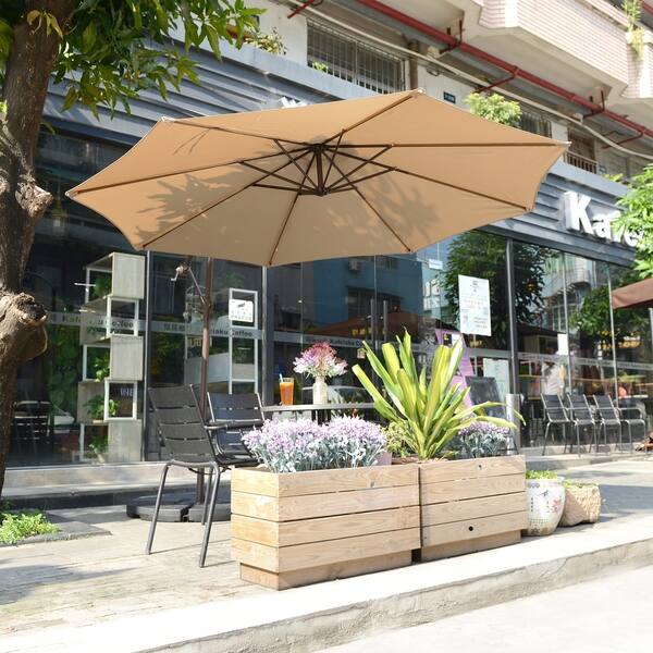 Shop Black Friday Deals On Villacera 10 Offset Patio Umbrella With 8 Steel Ribs Vertical Tilt Overstock 25896784
