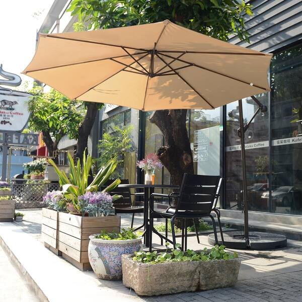Shop Black Friday Deals On Villacera 10 Offset Patio Umbrella With 8 Steel Ribs Vertical Tilt Overstock 25896784