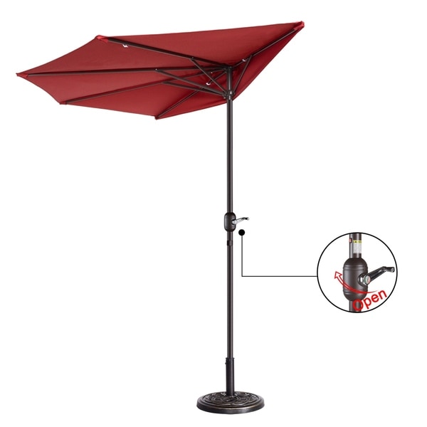 half patio umbrella with base