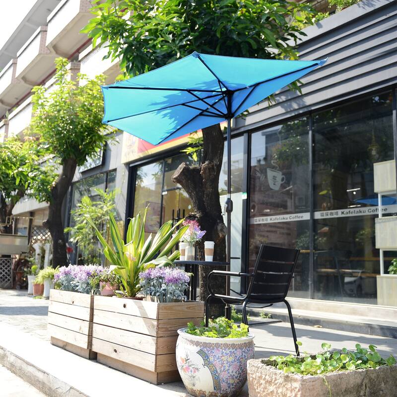 Villacera 9' Patio Half Fade Resistant Umbrella with 5 Ribs, Base Not Included