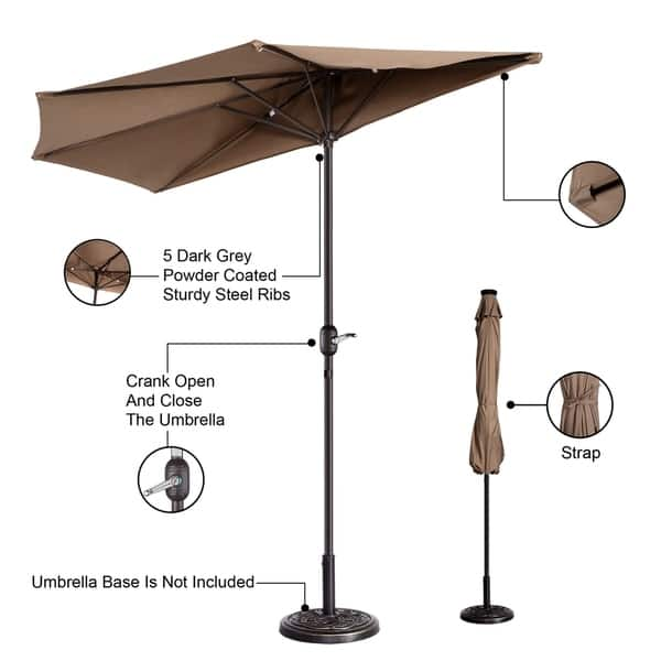 Shop Black Friday Deals On Villacera 9 Patio Half Fade Resistant Umbrella With 5 Ribs Base Not Included On Sale Overstock 25896786