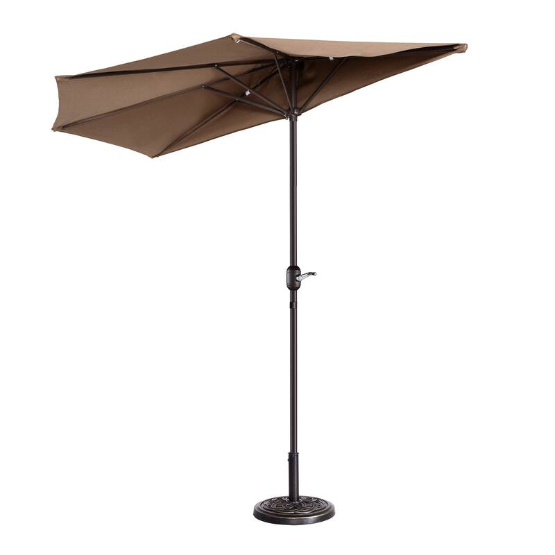 Villacera 9' Patio Half Fade Resistant Umbrella with 5 Ribs, Base Not Included - Brown