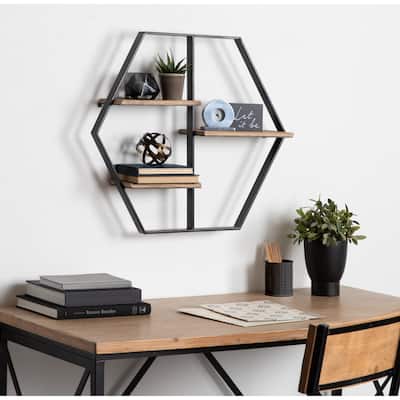 Kate and Laurel Ladd Hexagon Floating Shelves - 25.5x22x5