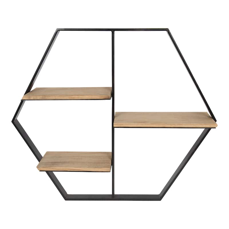 Kate and Laurel Ladd Hexagon Floating Shelves - 25.5x22x5