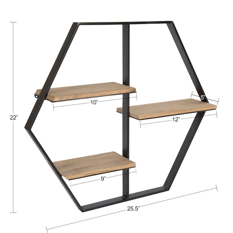 Kate and Laurel Ladd Hexagon Floating Shelves - 25.5x22x5