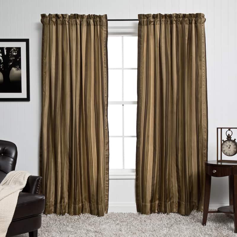 Luxurious Silk Stripe 5-piece Window Ensemble - Brown/Black Stripes