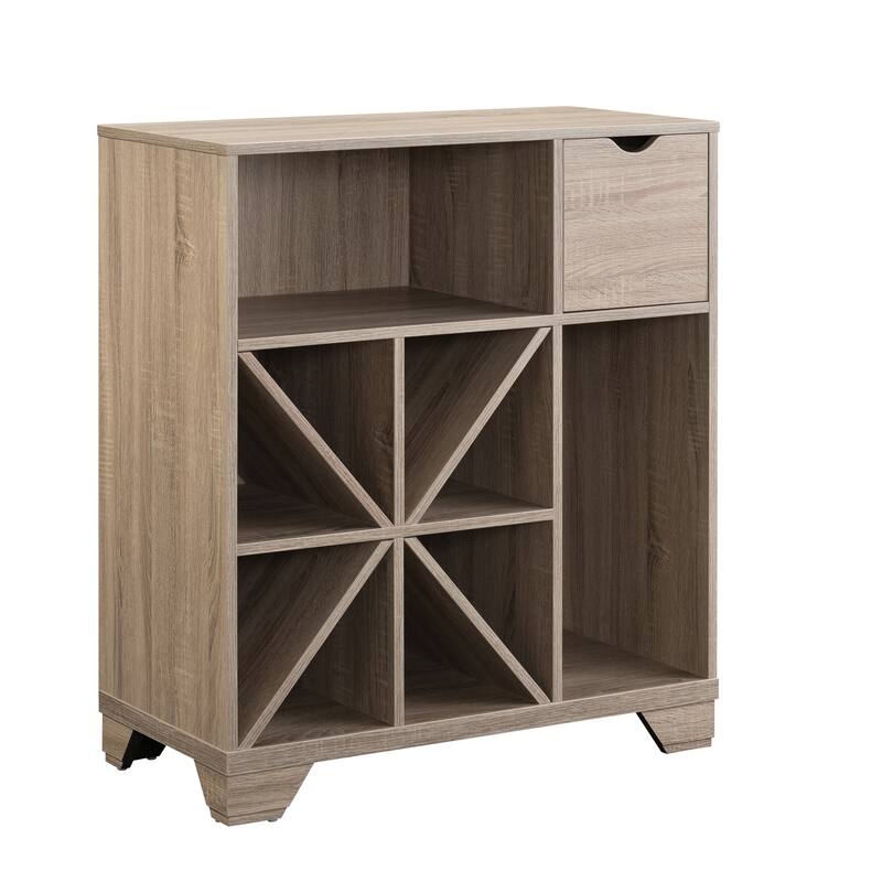 Furniture of America Thurwald Contemporary Oak 31-inch 2-shelf Wine Rack Buffet