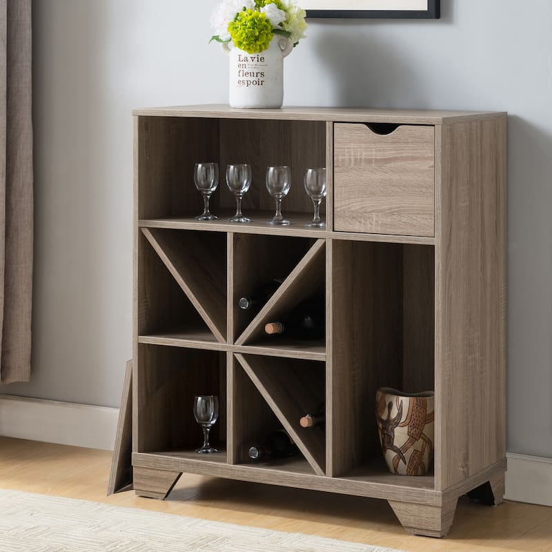 Furniture of America Thurwald Contemporary Oak 31-inch 2-shelf Wine Rack Buffet