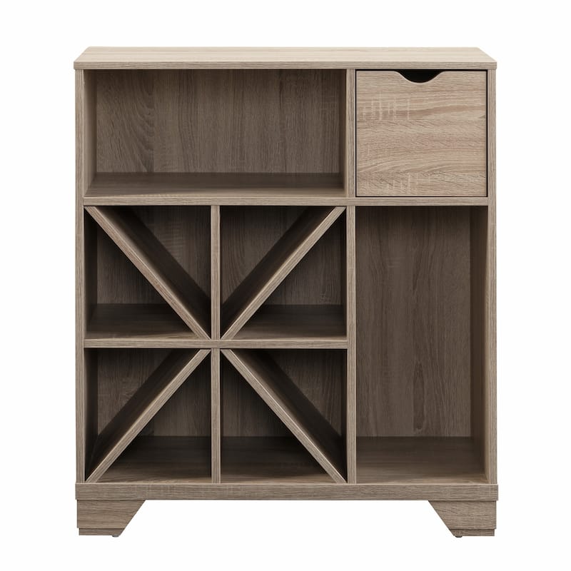 Furniture of America Thurwald Contemporary Oak 31-inch 2-shelf Wine Rack Buffet