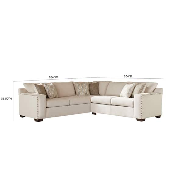Shop Coaster Aria Fabric Sectional With Nailheads On Sale