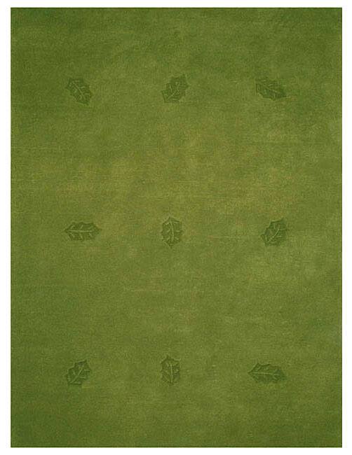 Hand-tufted Green Leaves Wool Rug - 5' x 8'