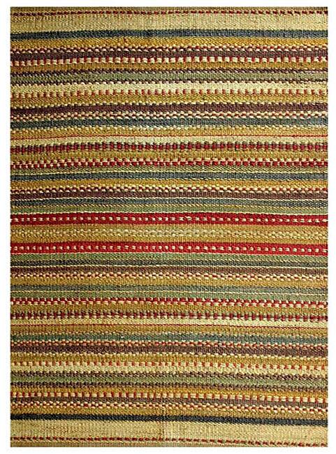 Handmade Sindhi Green Jute Area Rug - 4' x 6'