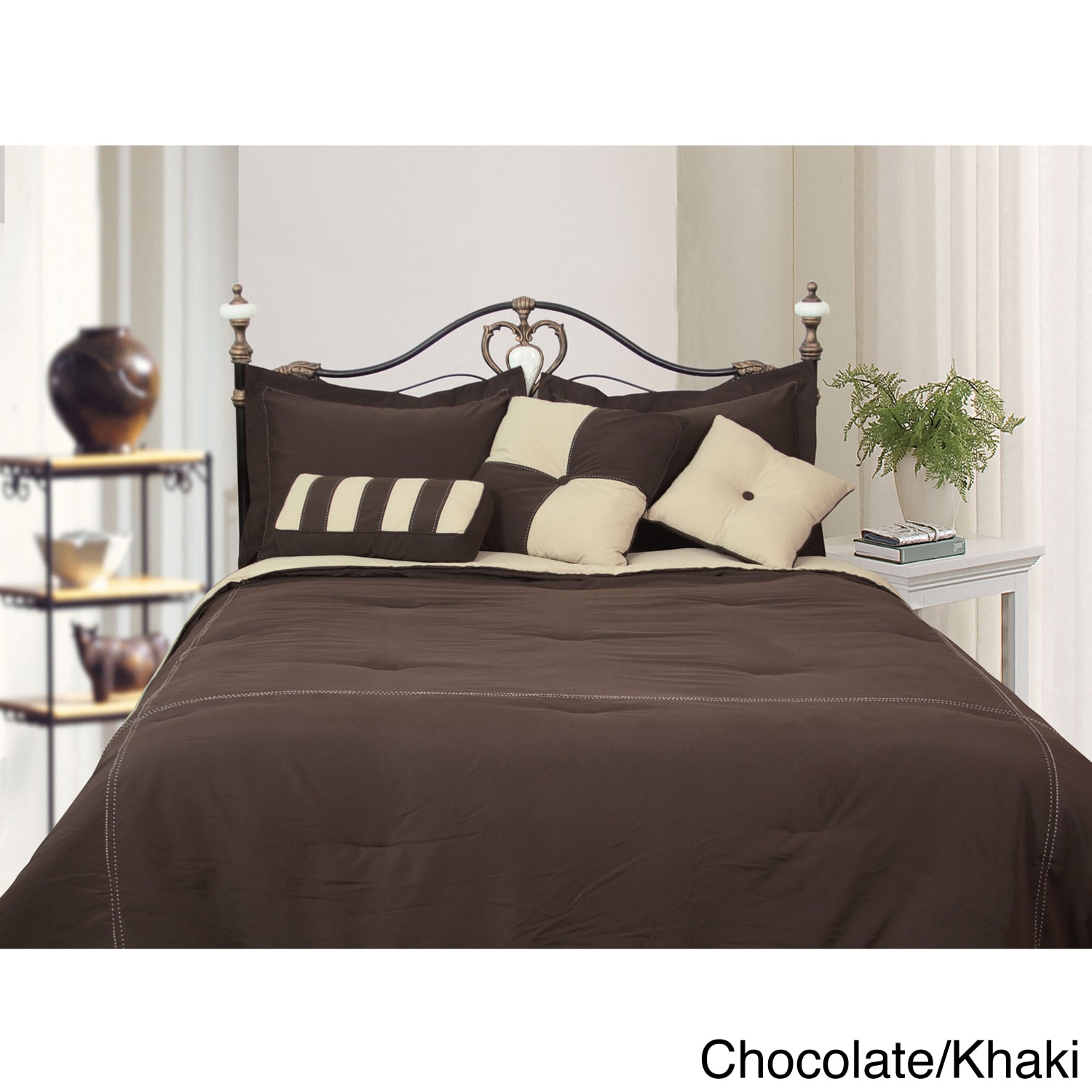 Lcm Home Fashions, Inc. Microfiber Reversible 4 piece Comforter Set Brown Size California King