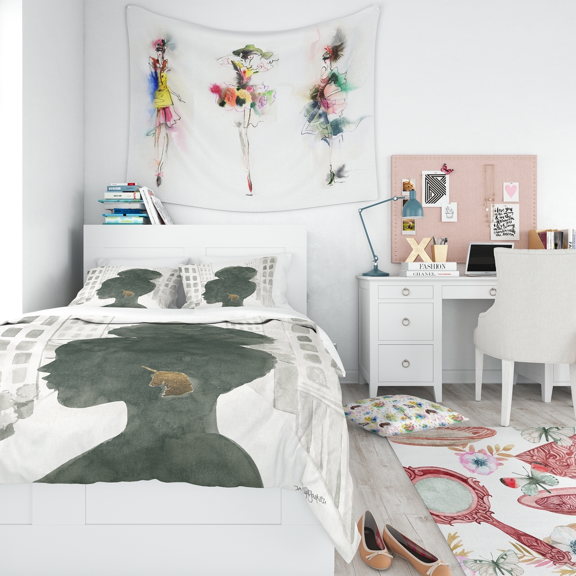 Shop Designart Glam Pink Ladies Ii Teenage Bedding Set Duvet