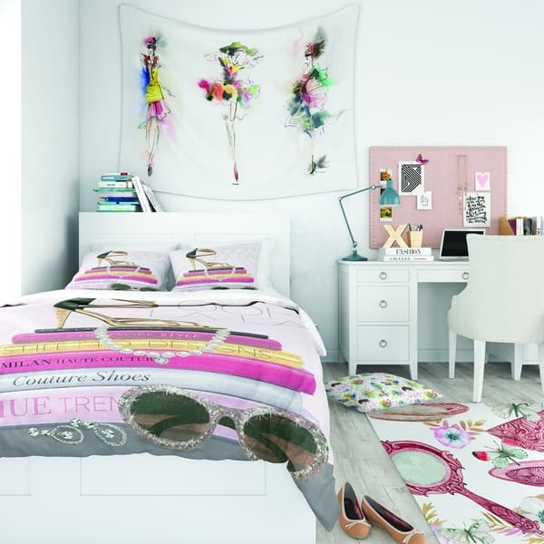 slide 2 of 6, Designart 'Paris Glamourous Gold Style II' Teenage Bedding Set - Duvet Cover & Shams