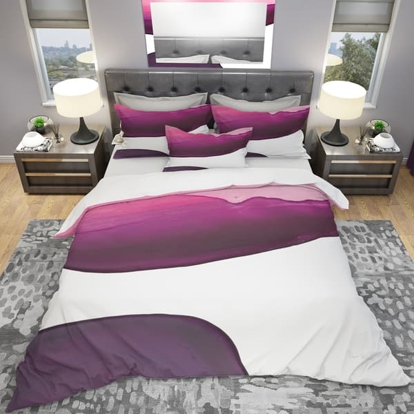 Shop Designart Paint Of Magenta Stone Geometric Bedding Set