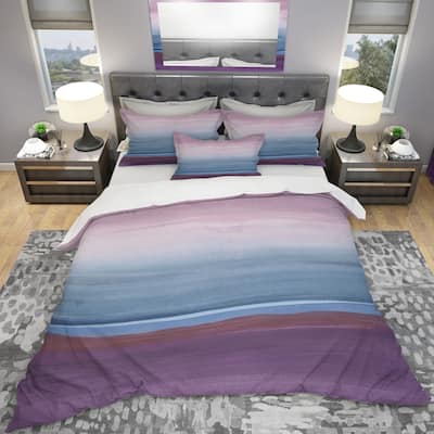 Designart 'Purple Rock landscape III' Geometric Bedding Set - Duvet Cover & Shams - Multi-color