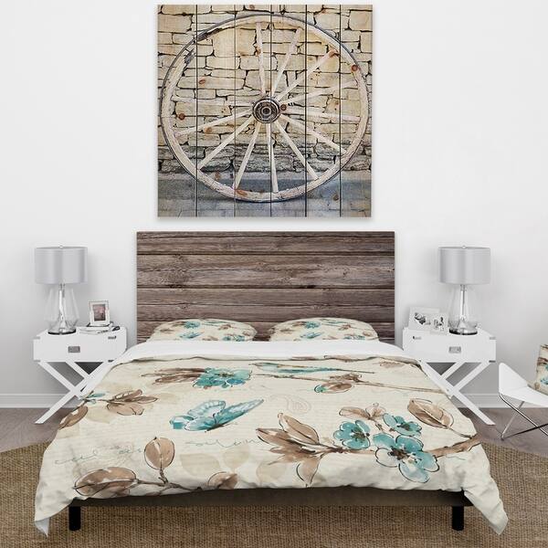 Shop Designart Beige Bird Wings Cottage Bedding Set Duvet